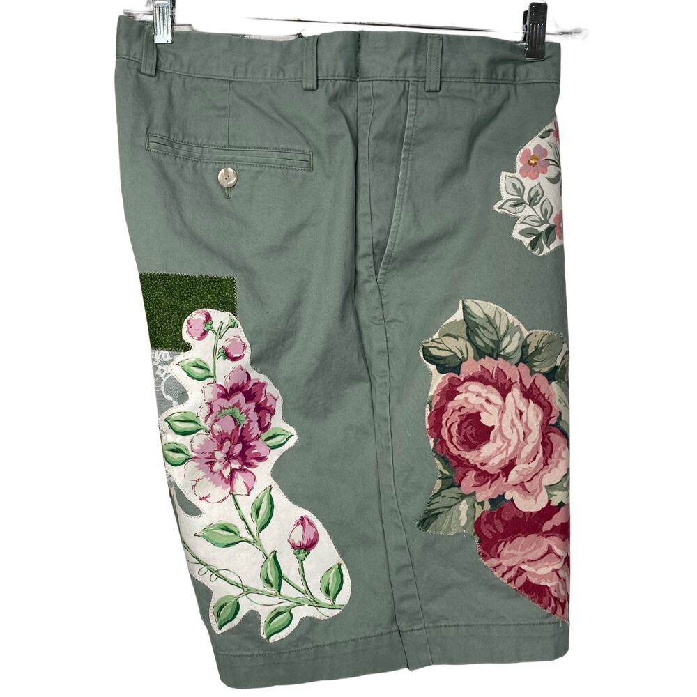 Upcycled Repurposed Boho Patched Lace Floral Shorts Size 20 - Picture 3 of 11